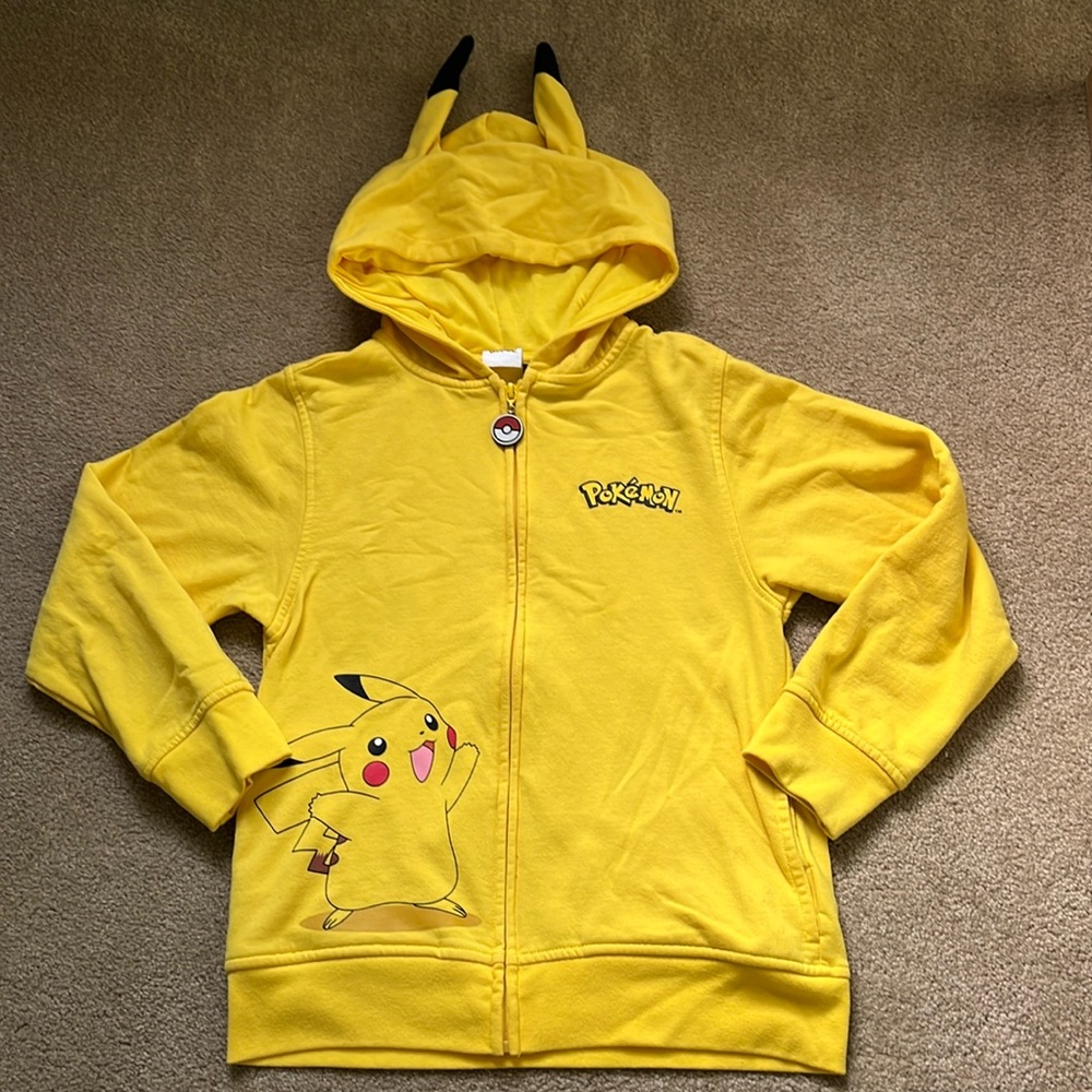 Pokémon Pikachu Kids Zip up Hoodie Sweater Size M Sweater Costume